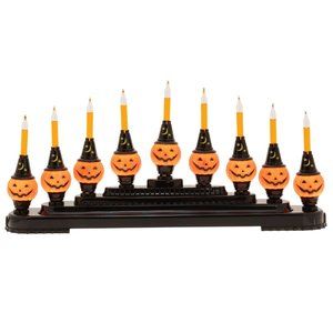 Shiny Brite Pumpkin Orange & Black Light Candolier Candelabra Halloween Decor